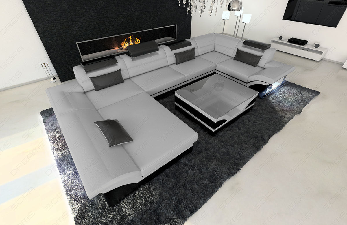Leather Sectional Enzo With Led And Usb