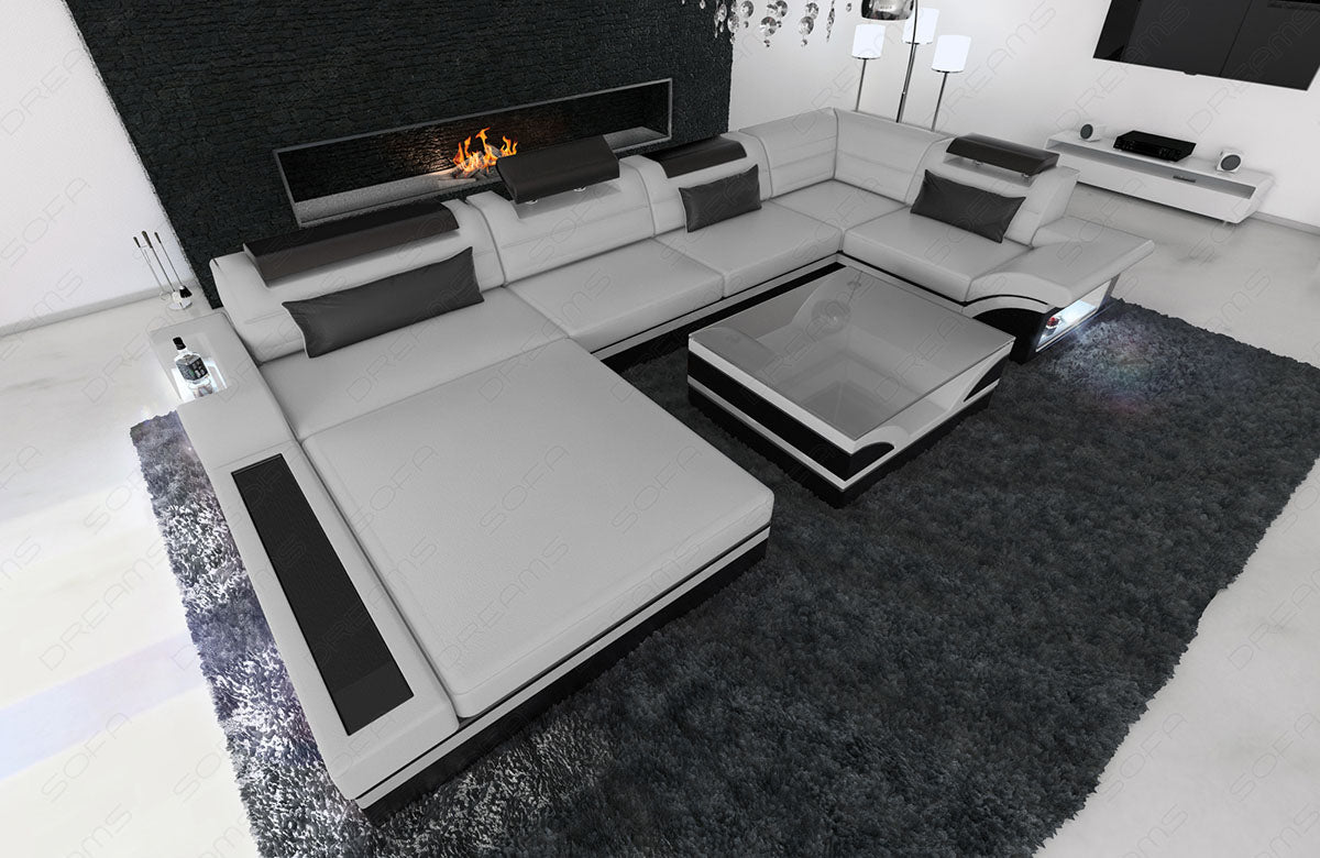 Sectional Mezzo Mini Leather Sofa Led