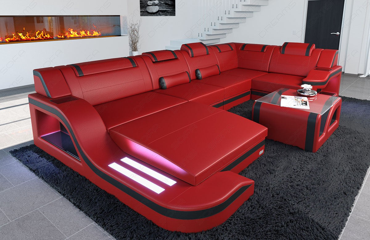 Paloma Leather Sectional With Headrests