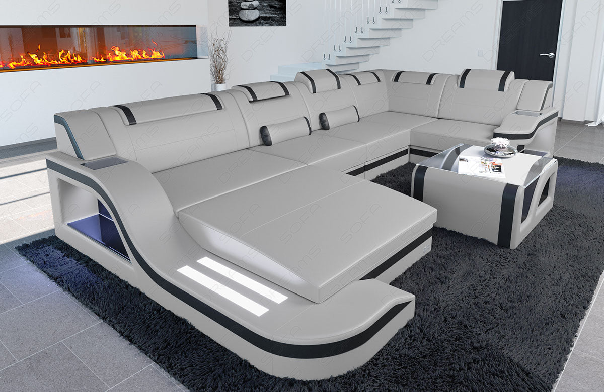 Paloma Leather Sectional With Headrests
