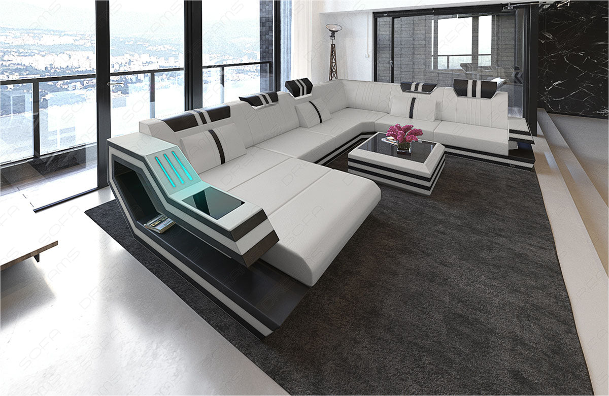 Xxl Rodeo Sofa In Leather With Ottoman