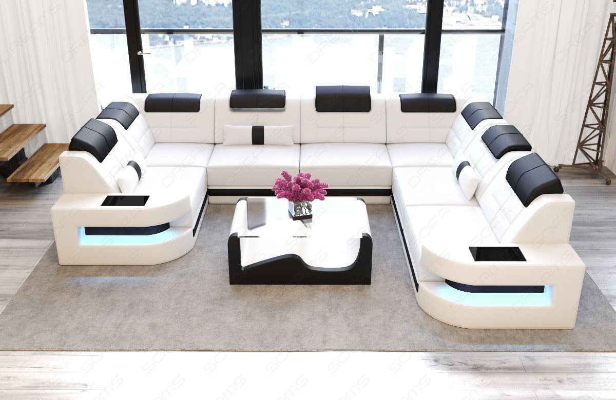 Taho Sectional In Leather - Sofa With Light