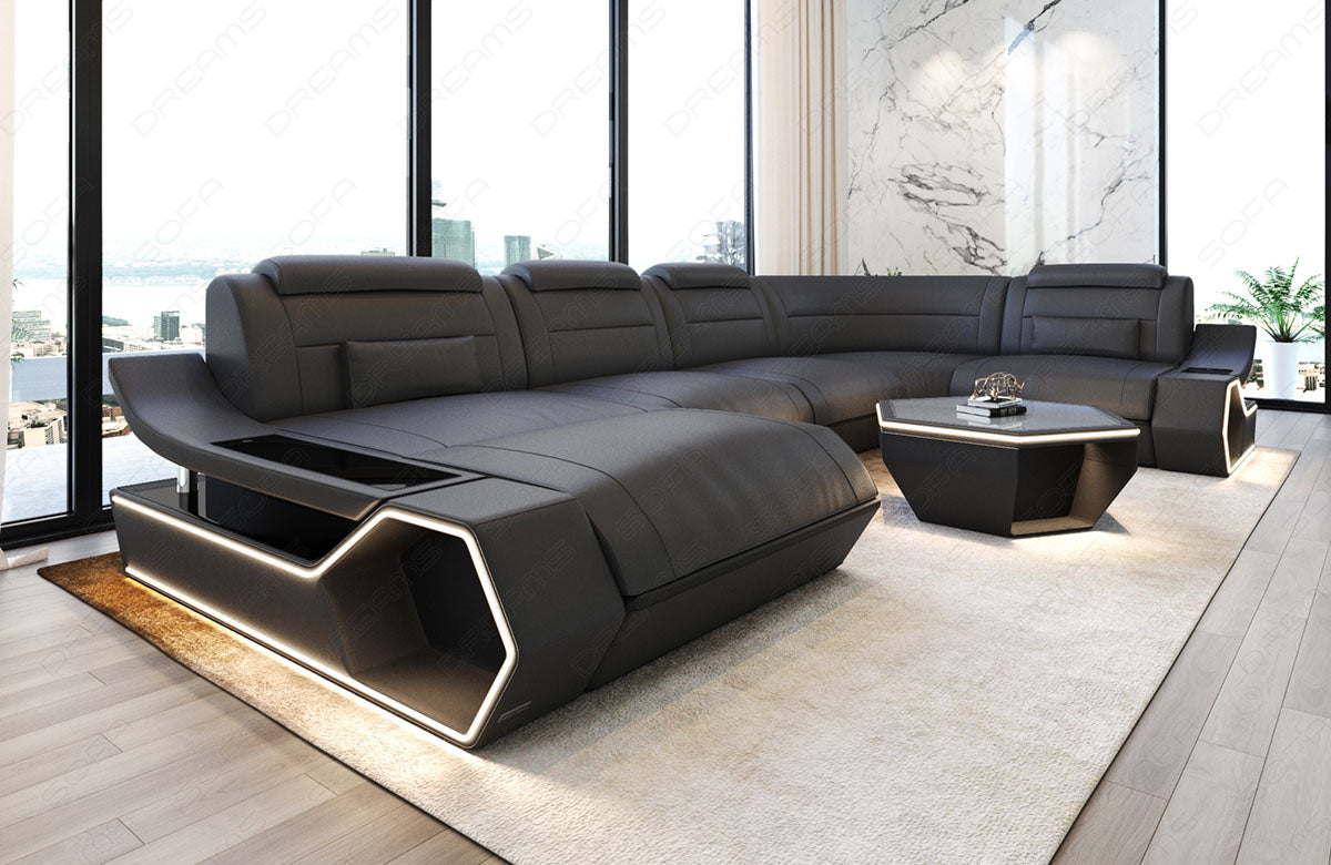 Toscano U-shaped leather living area – luxury & comfort