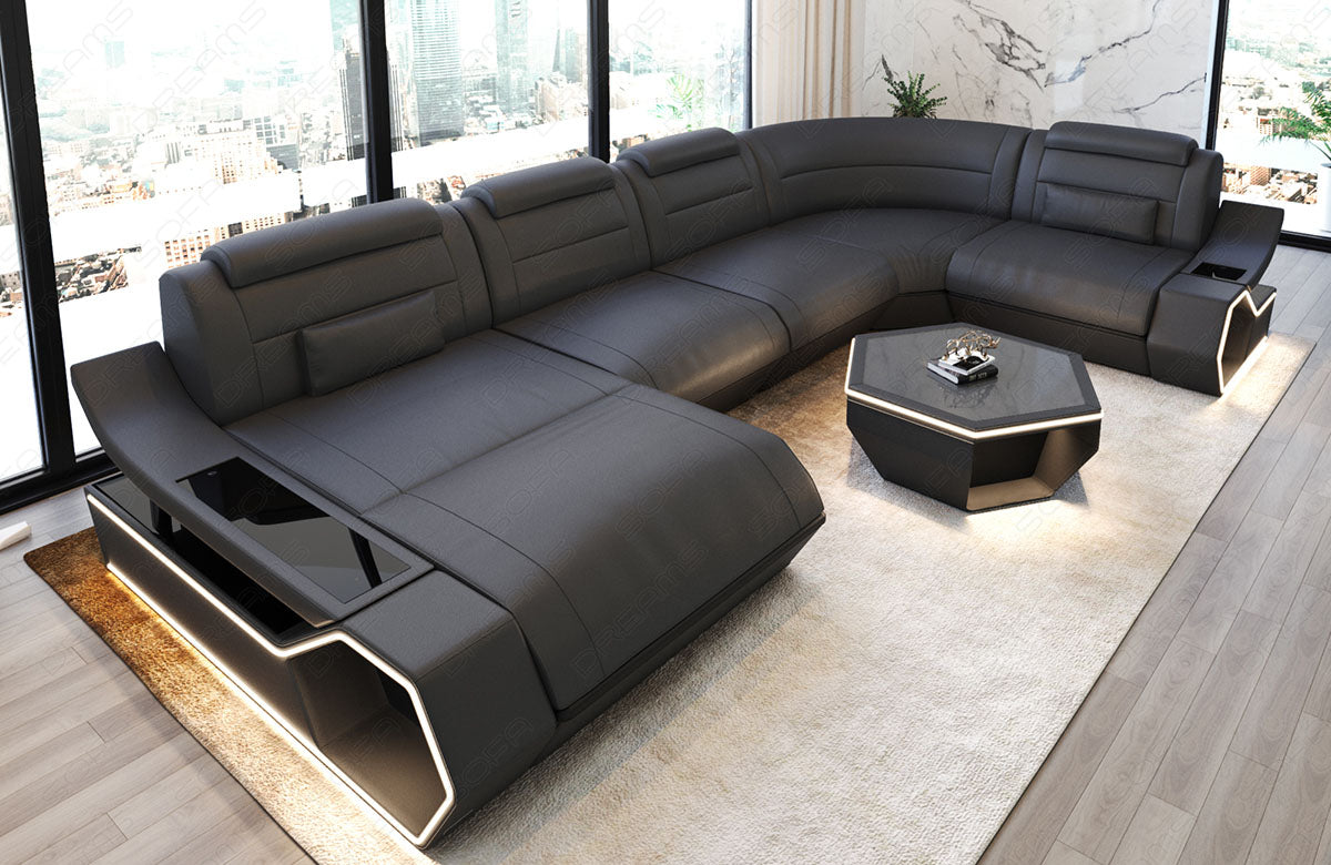 Toscano U-shaped leather living area – luxury & comfort