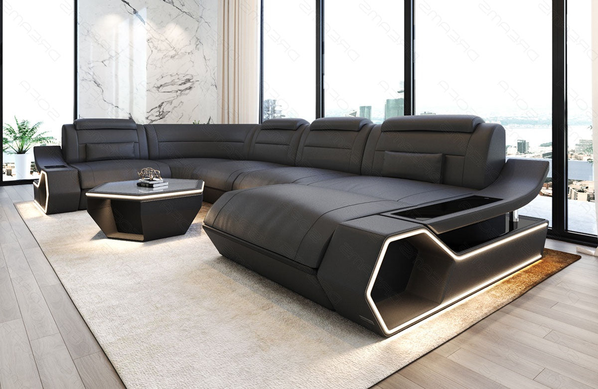 Toscano U-shaped leather living area – luxury & comfort