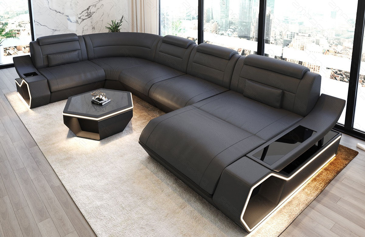 Toscano U-shaped leather living area – luxury & comfort