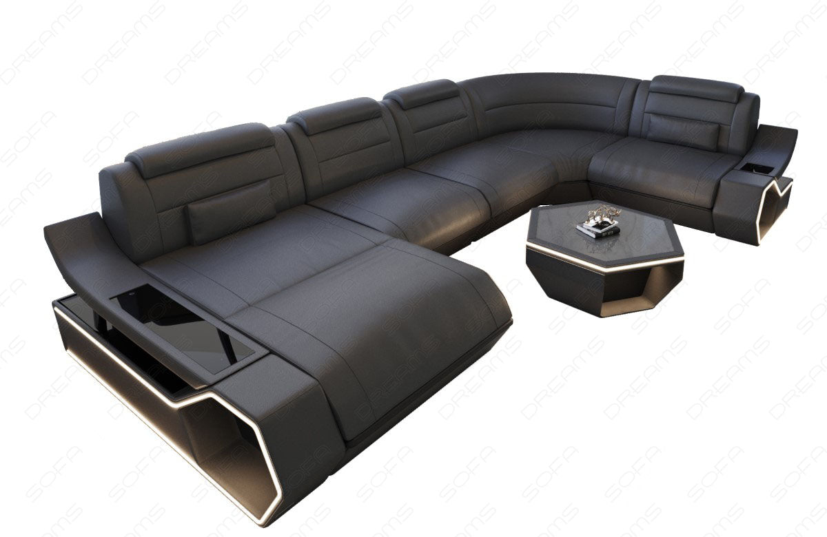 Toscano U-shaped leather living area – luxury & comfort