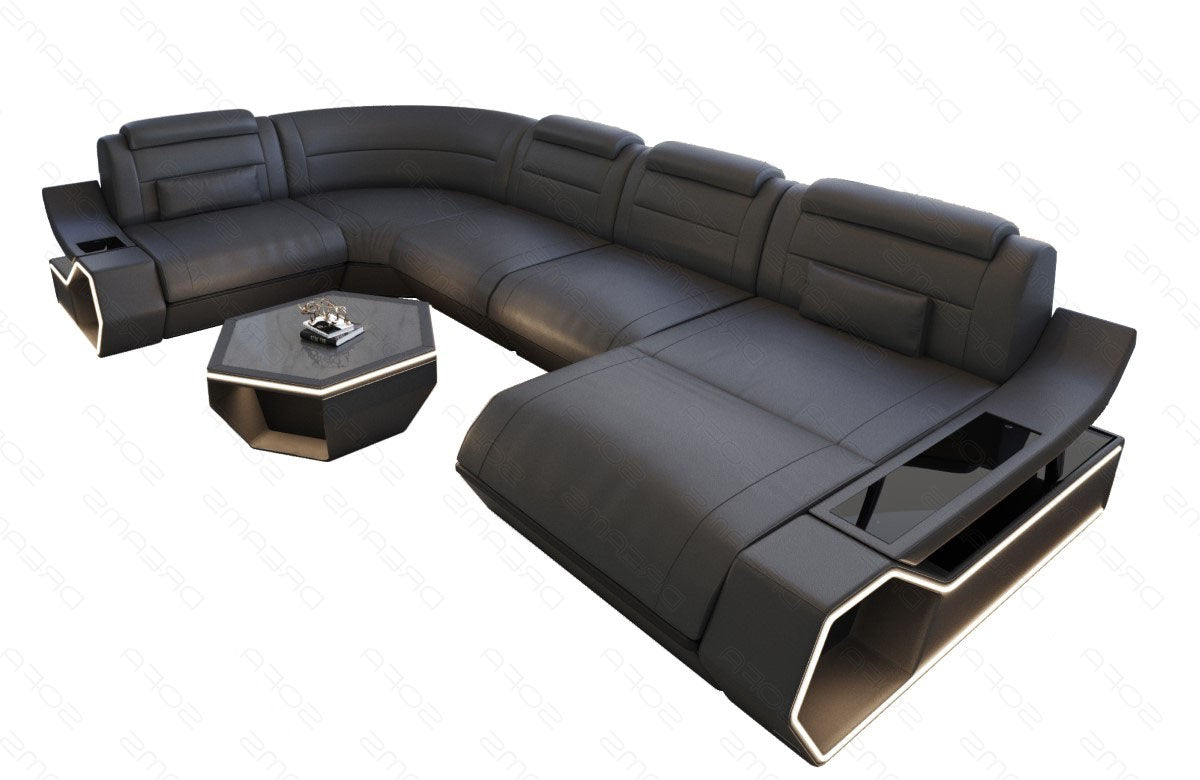 Toscano U-shaped leather living area – luxury & comfort