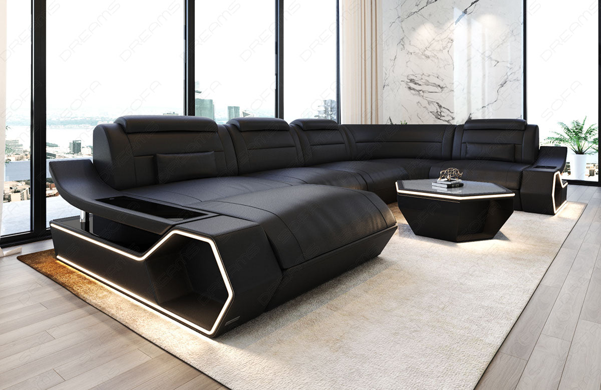 Toscano U-shaped leather living area – luxury & comfort