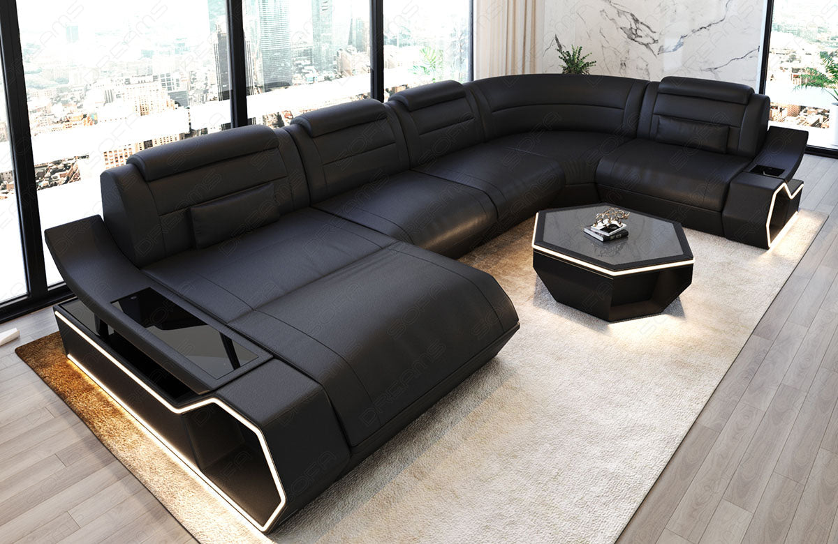 Toscano U-shaped leather living area – luxury & comfort