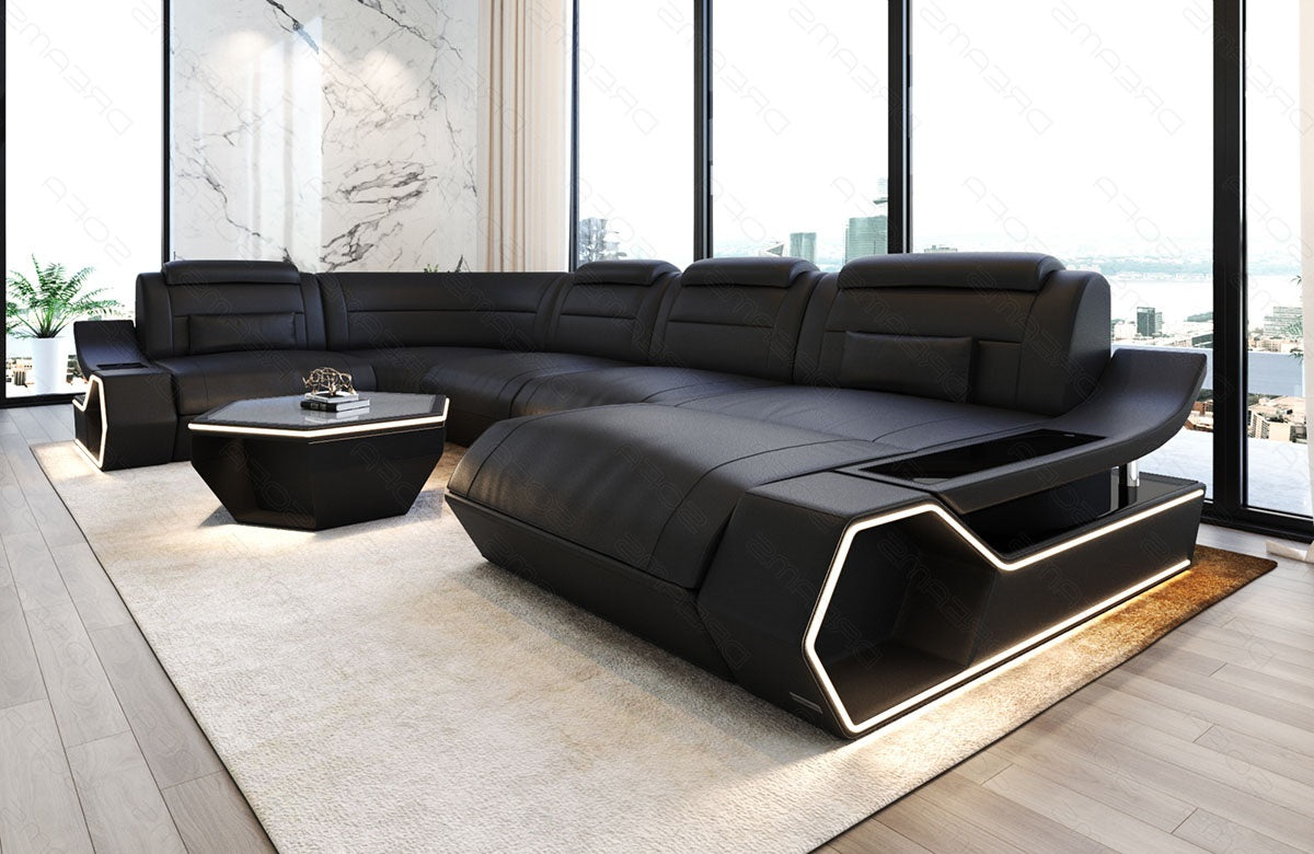 Toscano U-shaped leather living area – luxury & comfort
