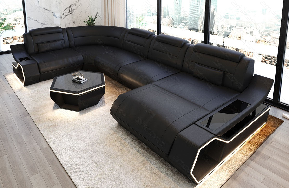 Toscano U-shaped leather living area – luxury & comfort