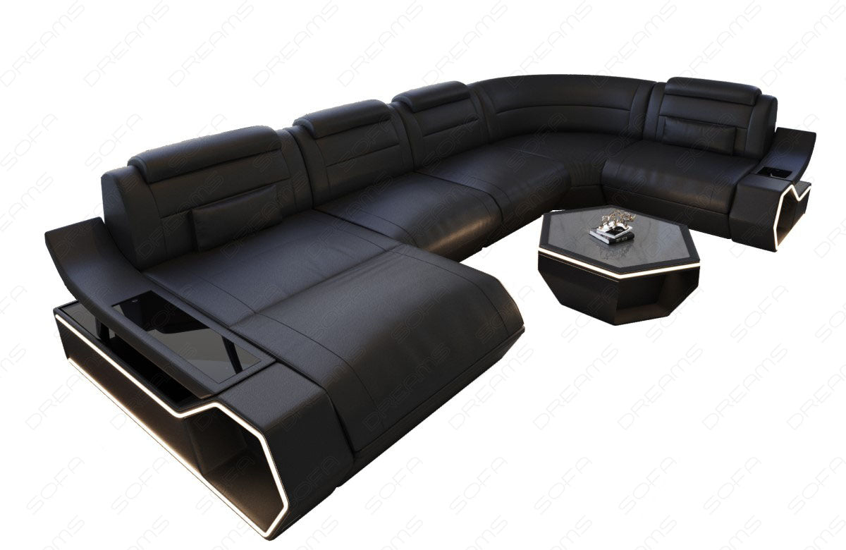 Toscano U-shaped leather living area – luxury & comfort