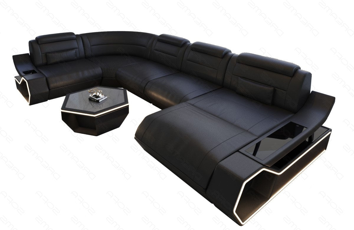 Toscano U-shaped leather living area – luxury & comfort