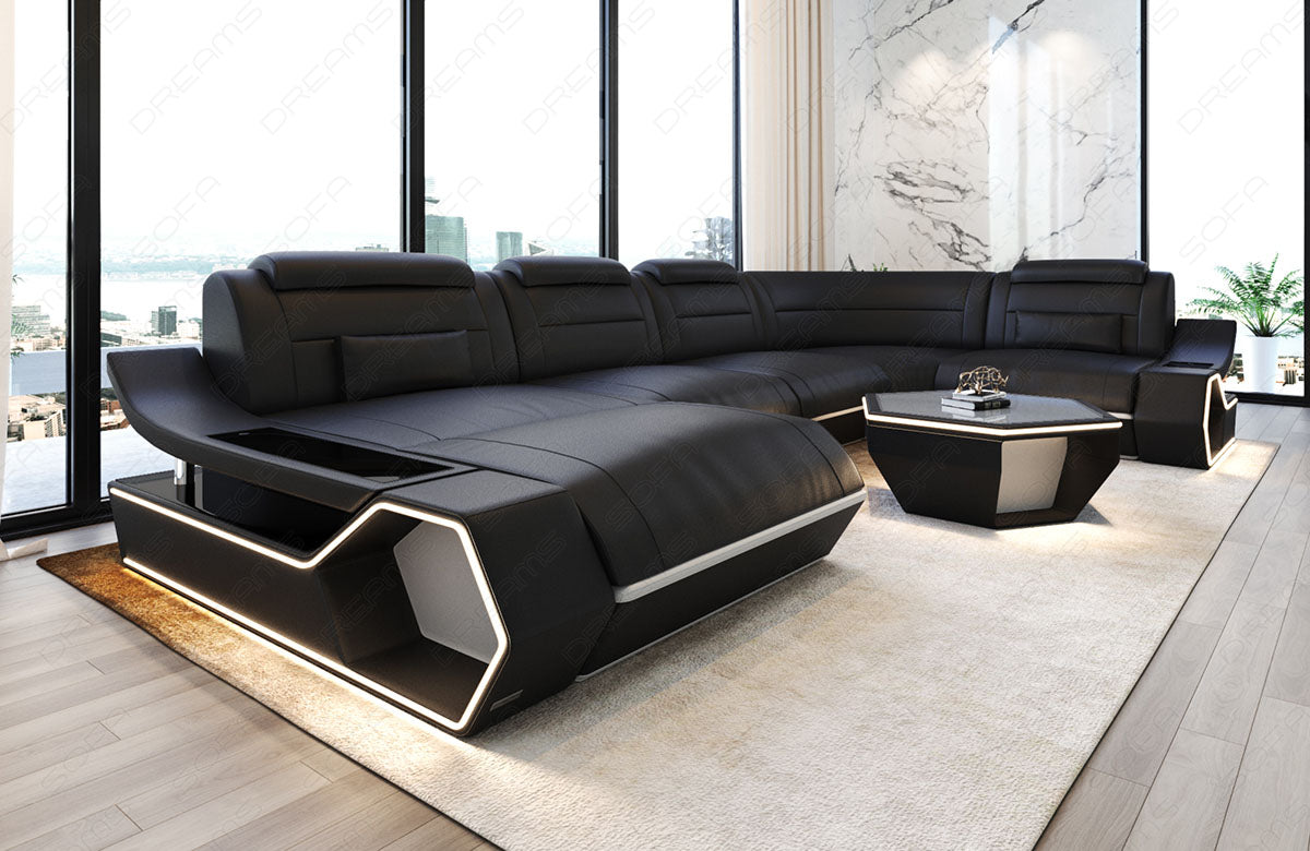 Toscano U-shaped leather living area – luxury & comfort