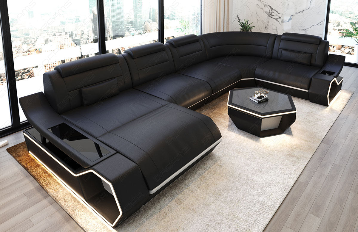 Toscano U-shaped leather living area – luxury & comfort