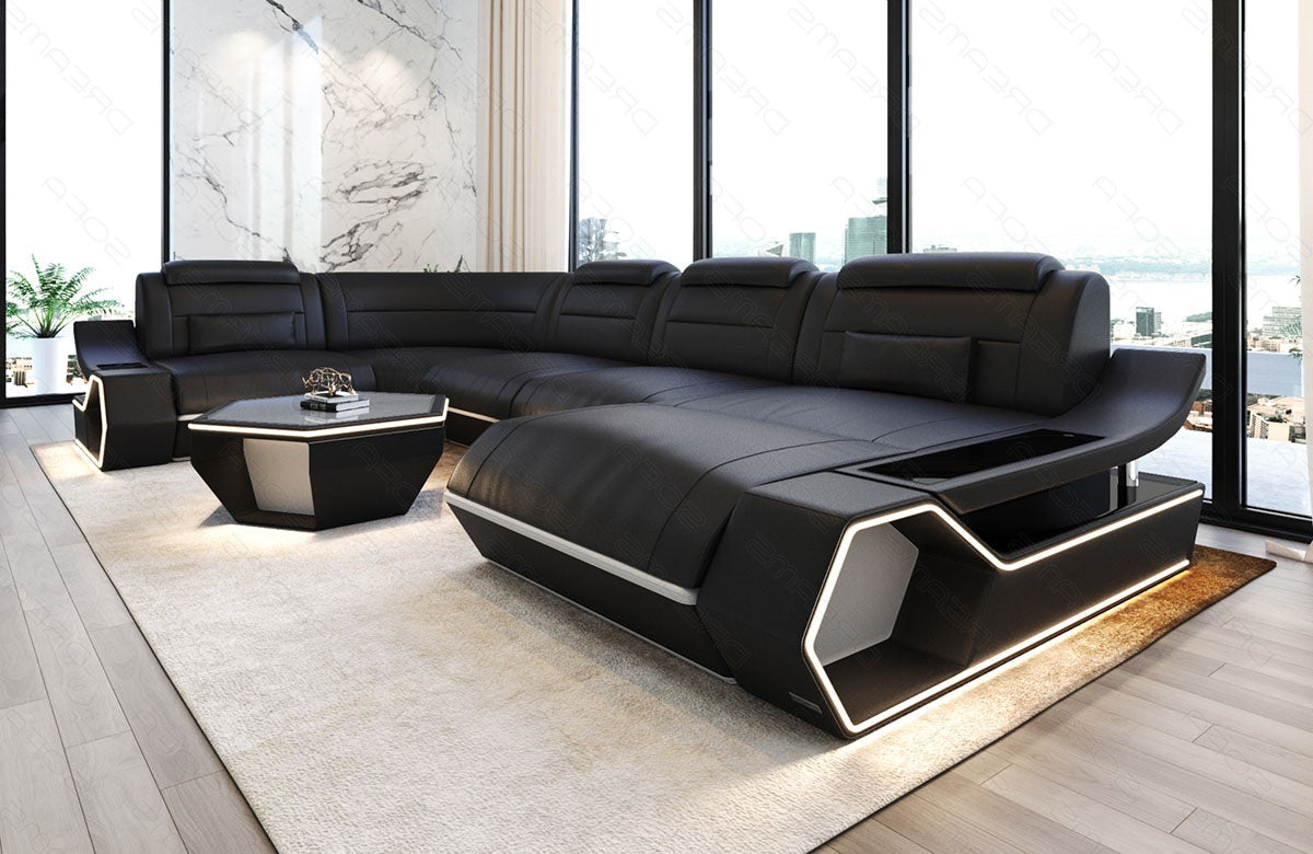 Toscano U-shaped leather living area – luxury & comfort