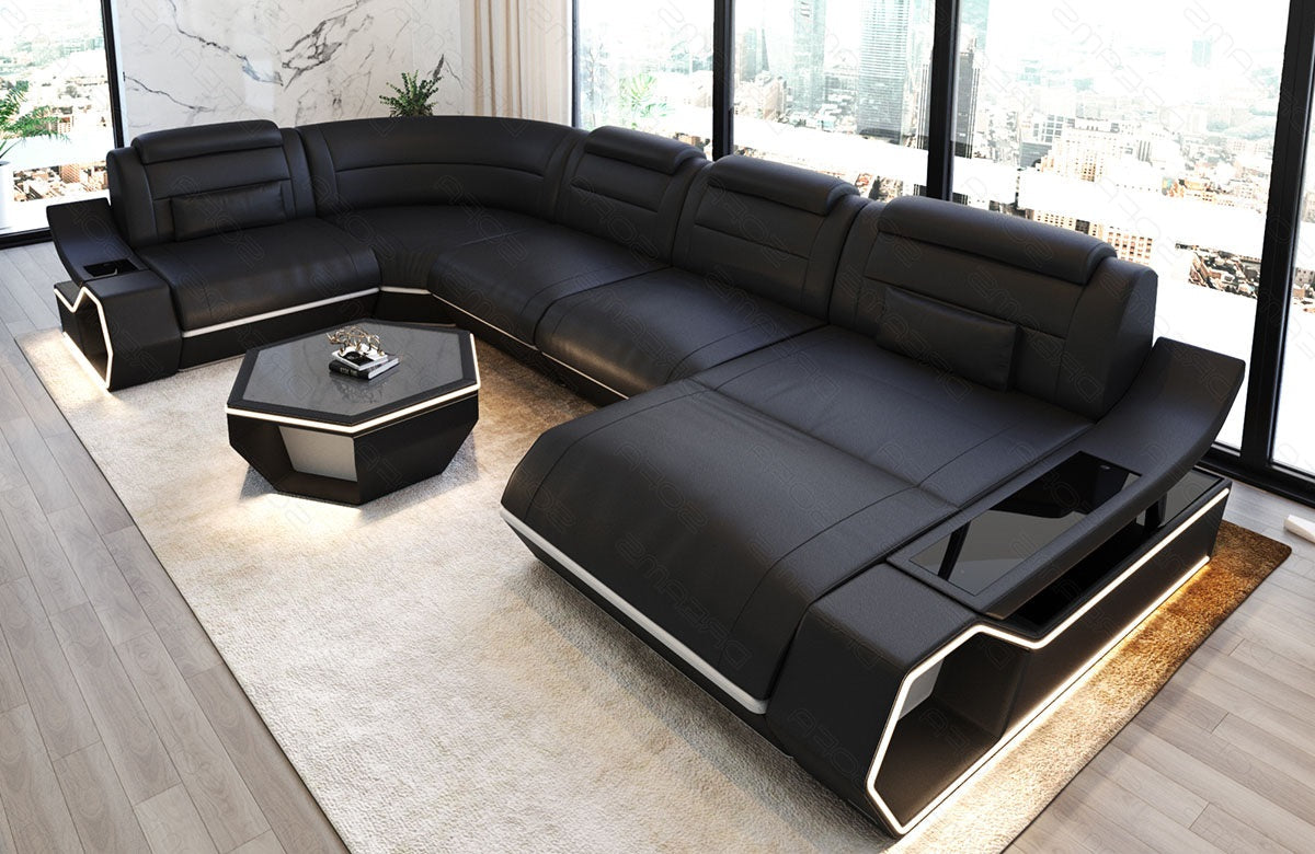 Toscano U-shaped leather living area – luxury & comfort