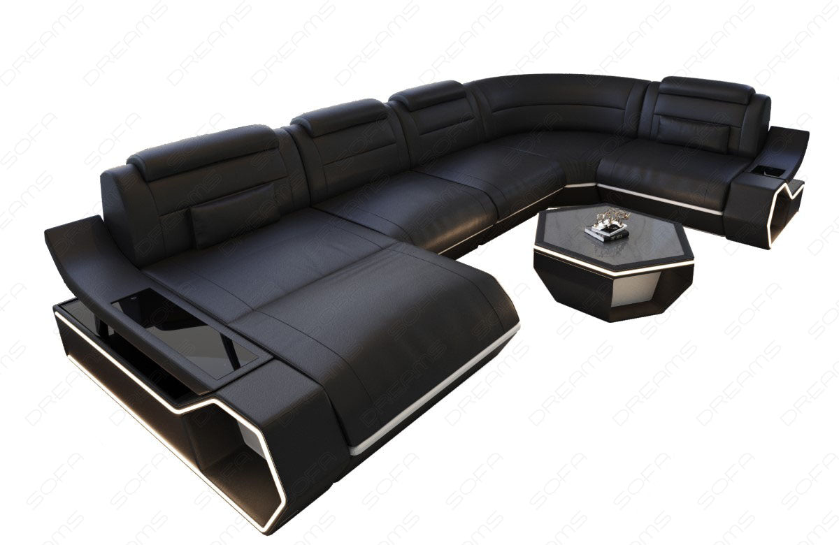 Toscano U-shaped leather living area – luxury & comfort