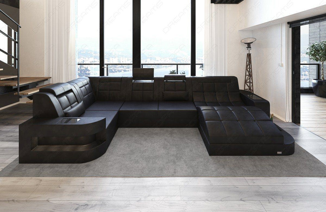 Sofa Wohnlandschaft Wave mit Beleuchtung in schwarz