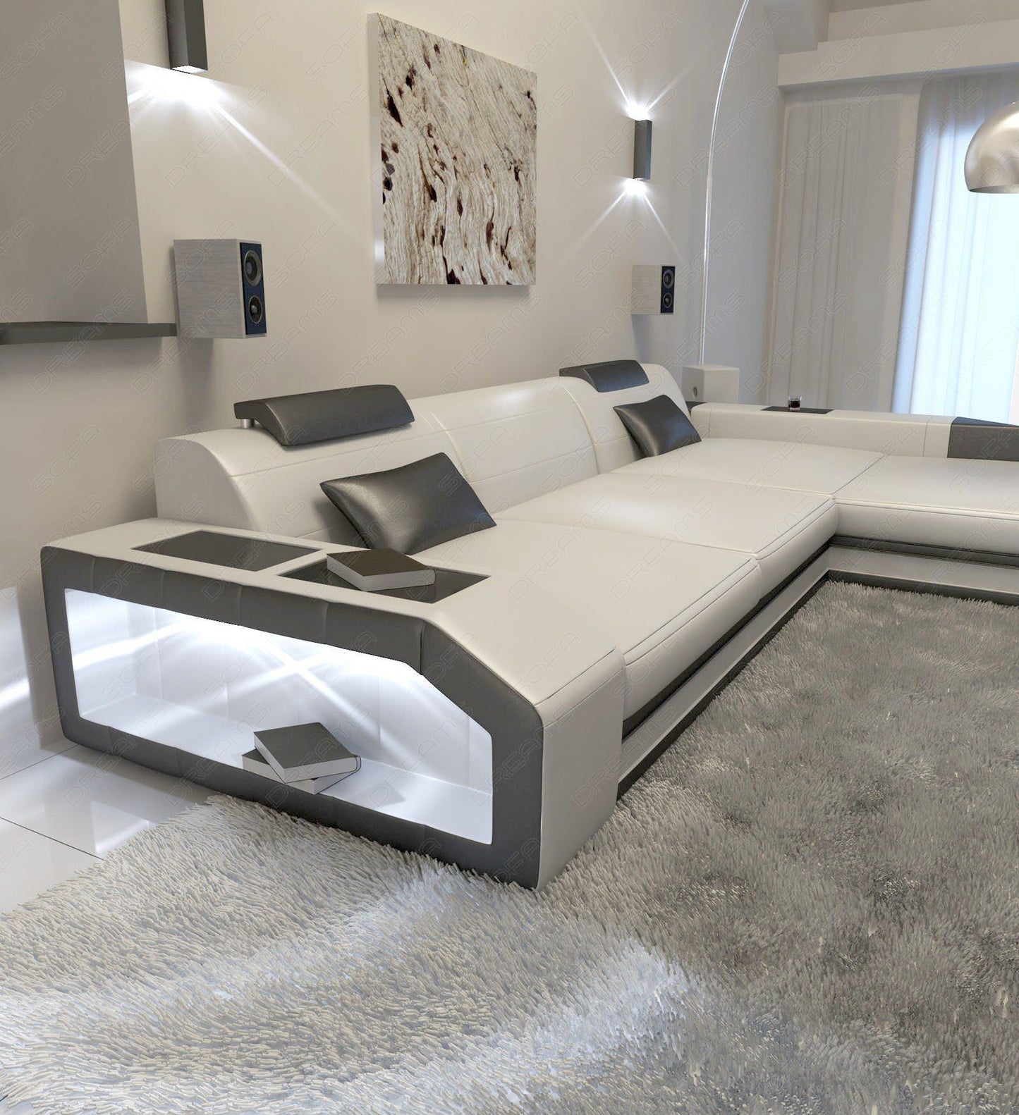 Corner Sofa Terano Leather Sofa With Ottoman
