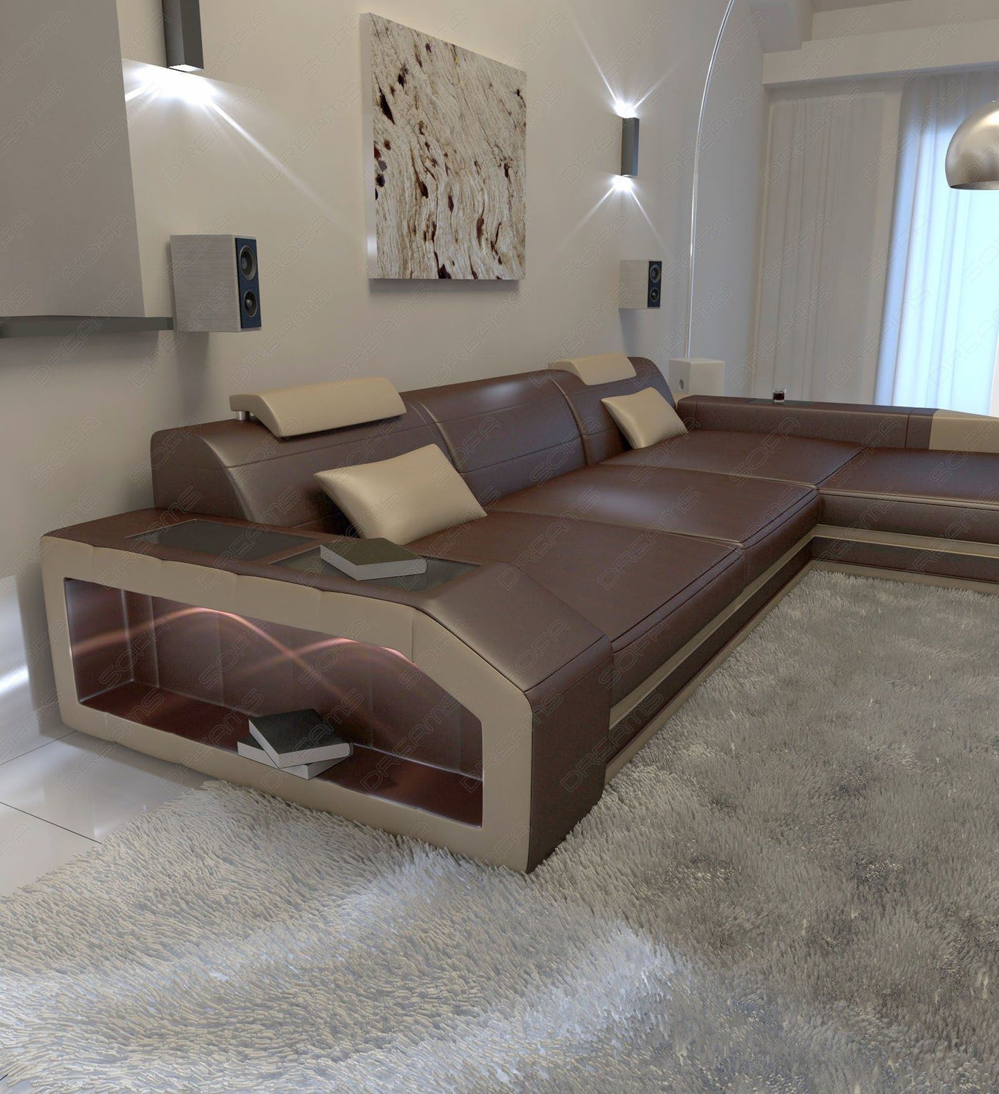 Corner Sofa Terano Leather Sofa With Ottoman