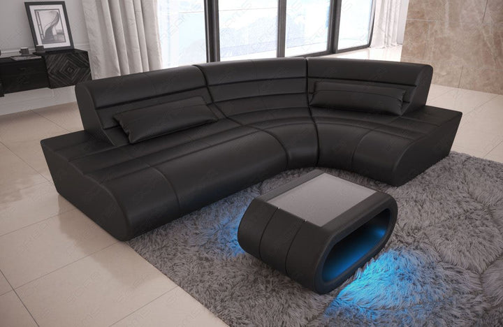 Luxus Leder Eckcouch Concept Mini L Form in schwarz