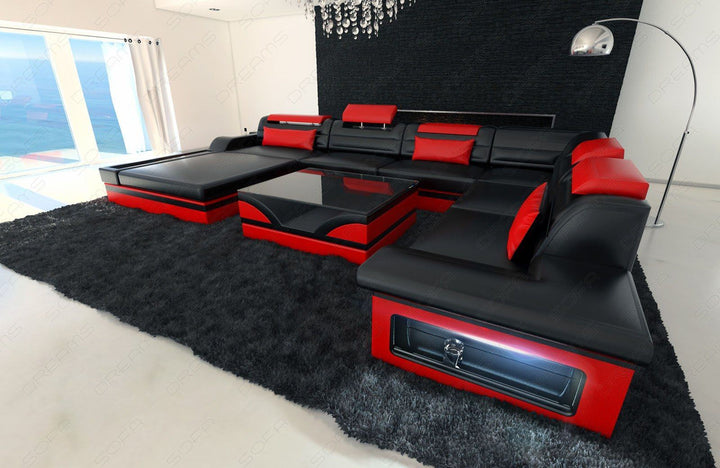Exklusive Wohnlandschaft Mezzo XXL in schwarz-rot
