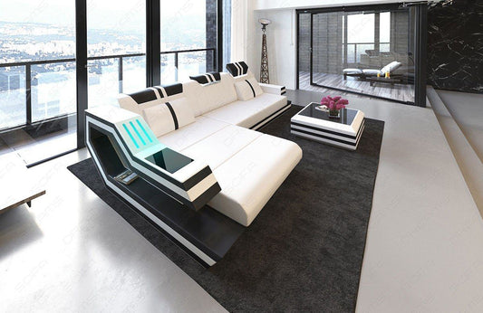 Rodeo Corner Sofa In Leather With Ottoman And Usb