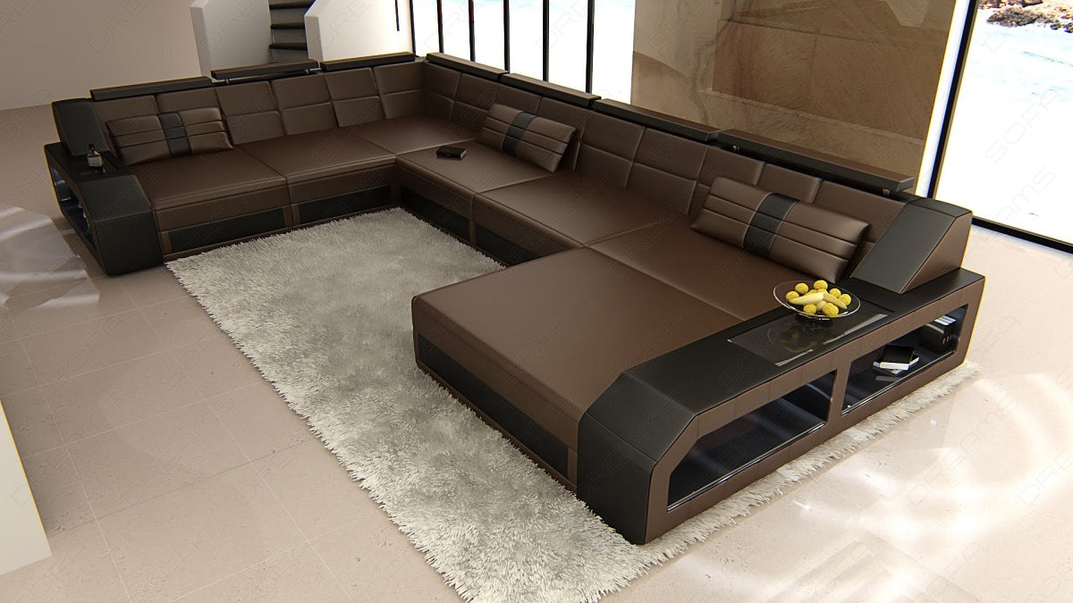 Xxl U Shape Leather Sofa Matera Mini