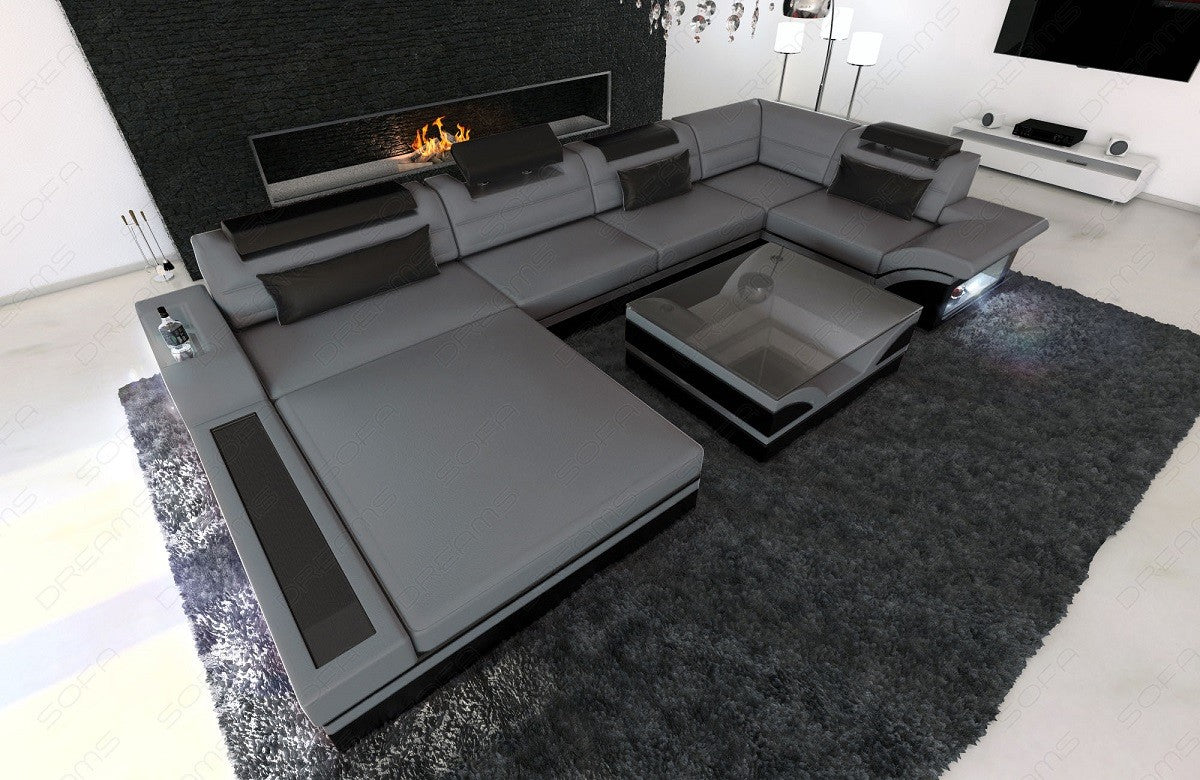 Sectional Mezzo Mini Leather Sofa Led