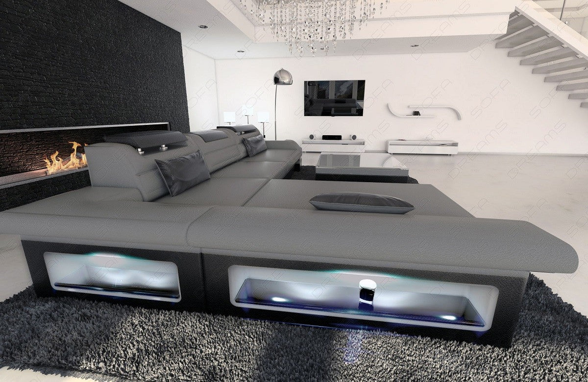 Corner Sofa Megano As A Leather Sofa With Ottoman