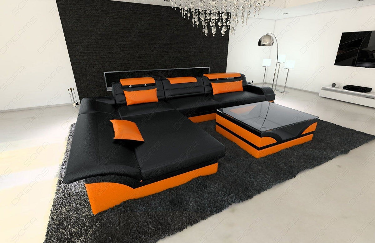 Corner Sofa Megano As A Leather Sofa With Ottoman