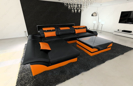 Corner Sofa Megano As A Leather Sofa With Ottoman