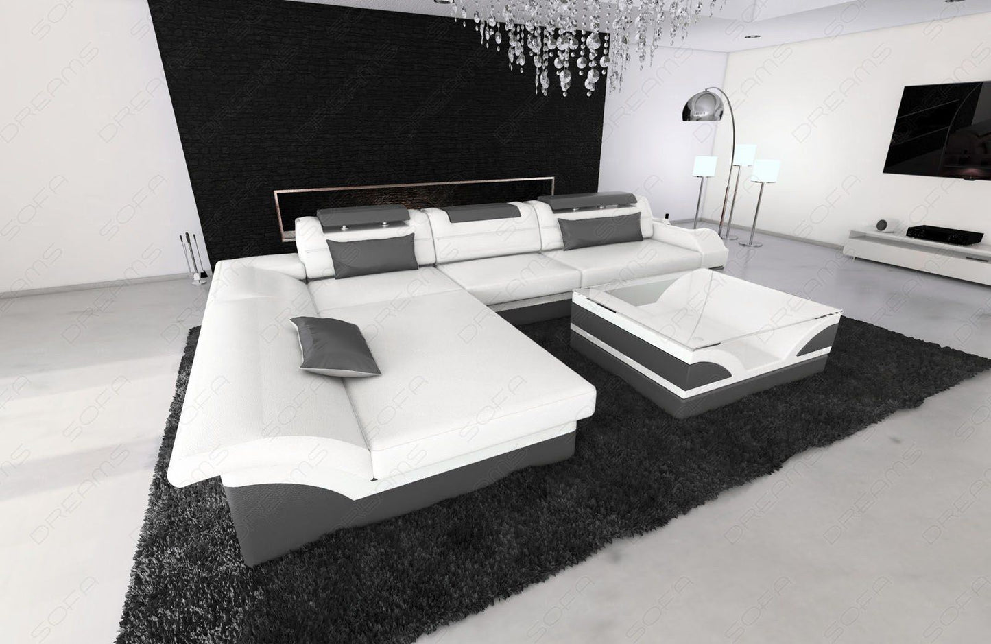 Corner Sofa Megano As A Leather Sofa With Ottoman