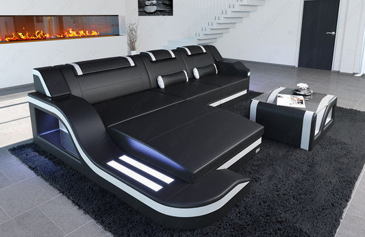 Leather Sofa Paloma Corner Sofa With Lighting