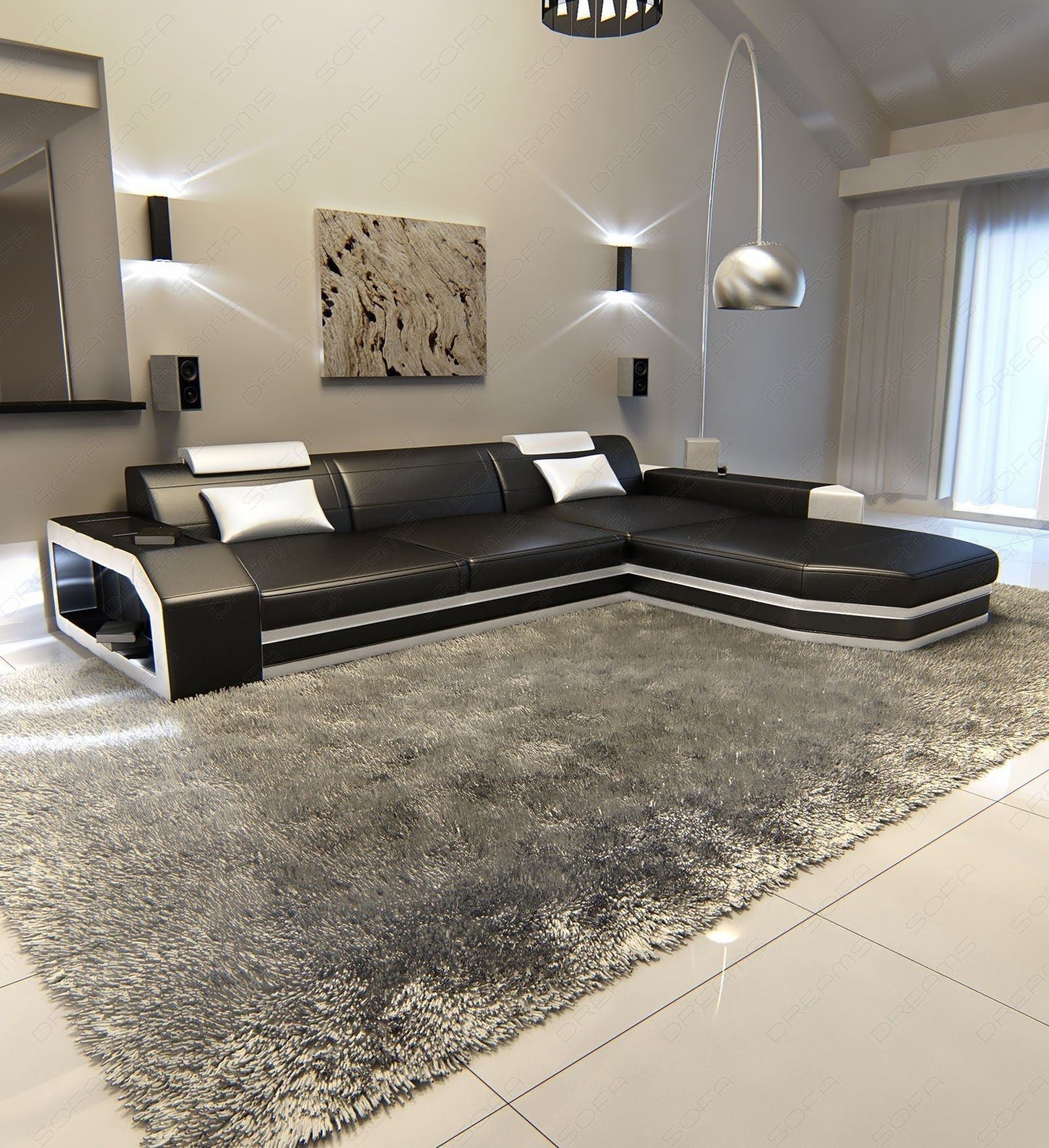 Corner Sofa Terano Leather Sofa With Ottoman