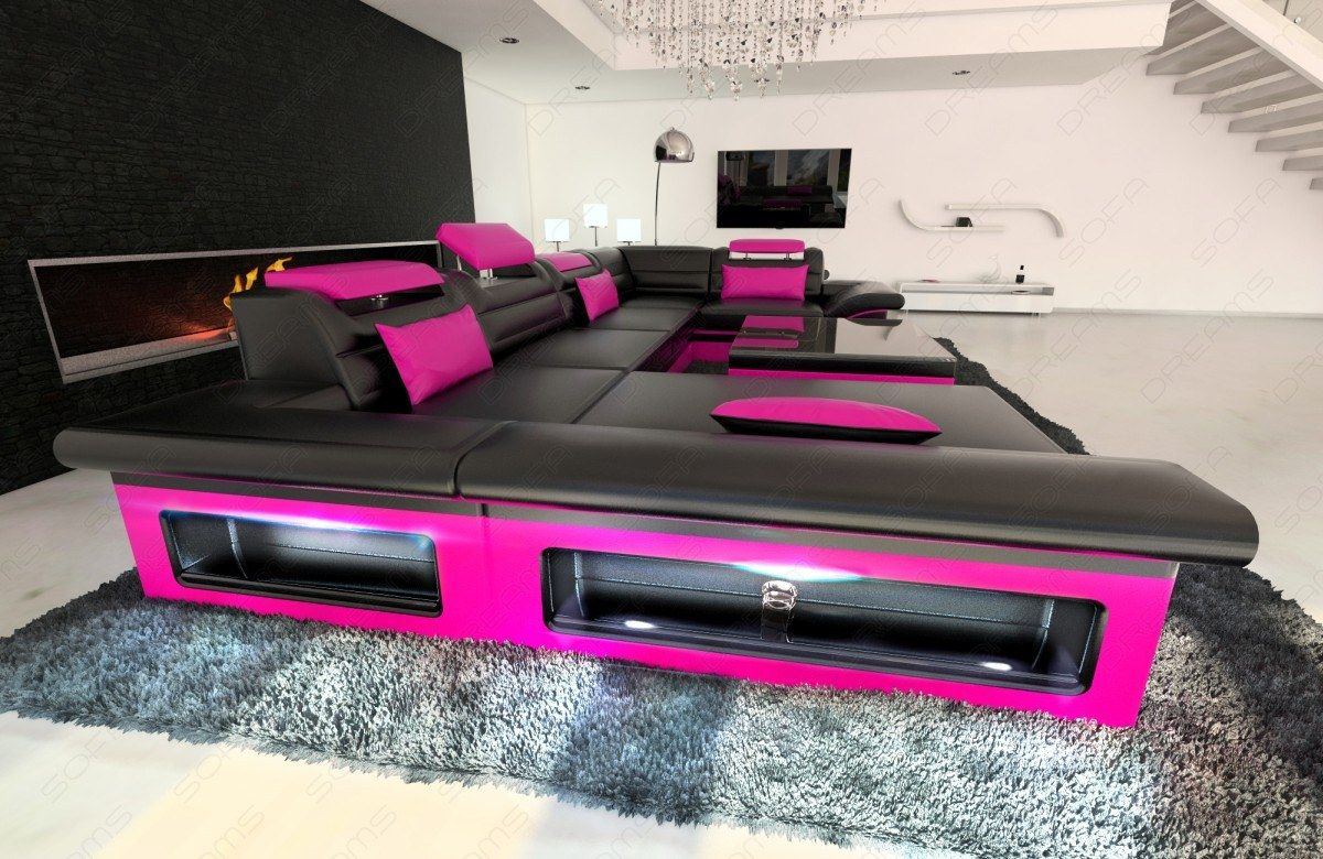 Leather Sectional Enzo With Led And Usb