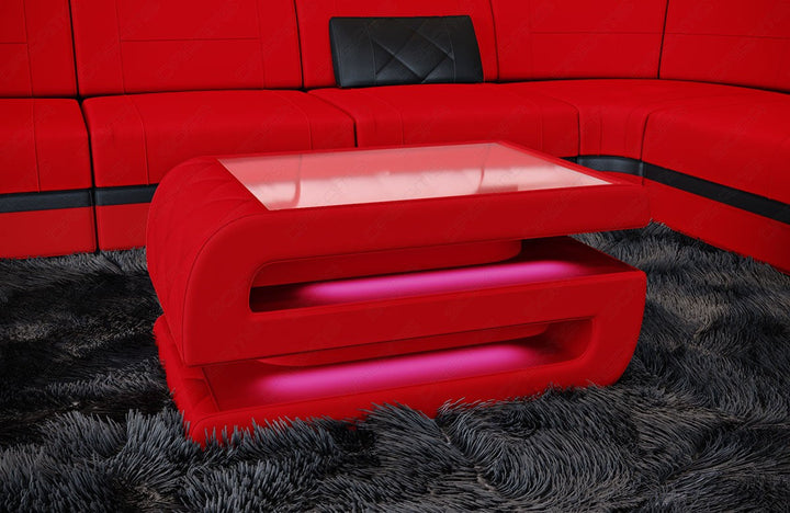 Mikrofaser Stoff Couchtisch Bologna in rot - Mineva20