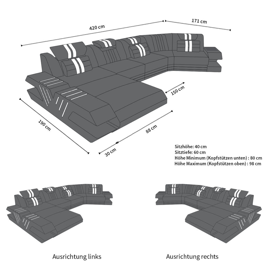 Abmessungen Sofa Venedig C Form