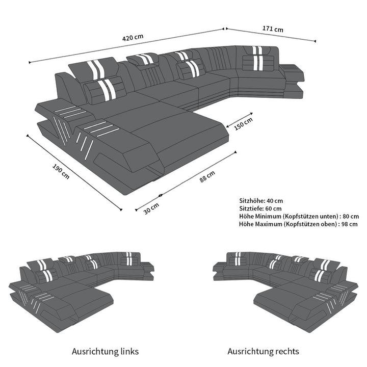 Abmessungen Sofa Venedig C Form
