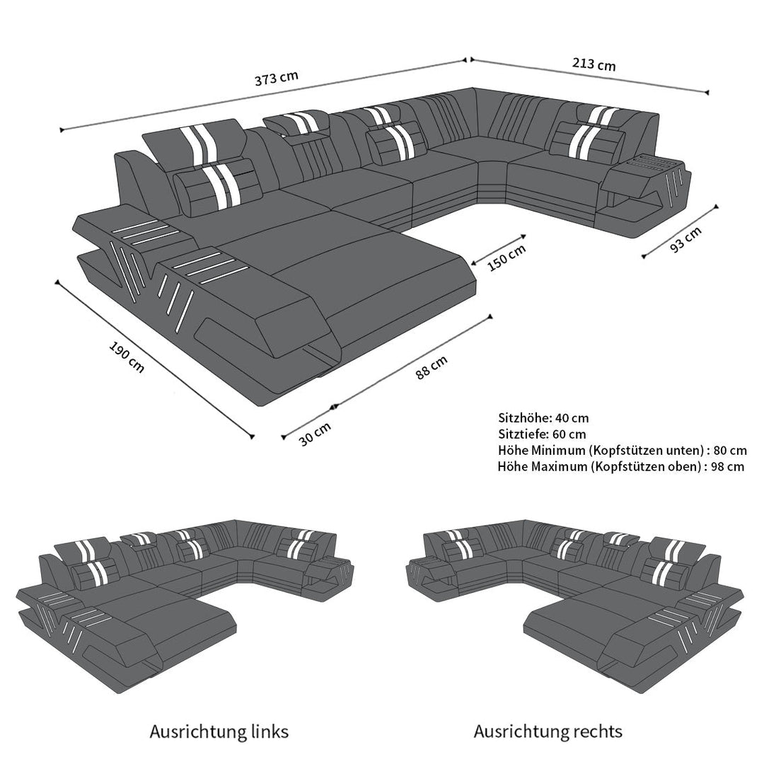 Abmessungen Sofa Venedig U Form