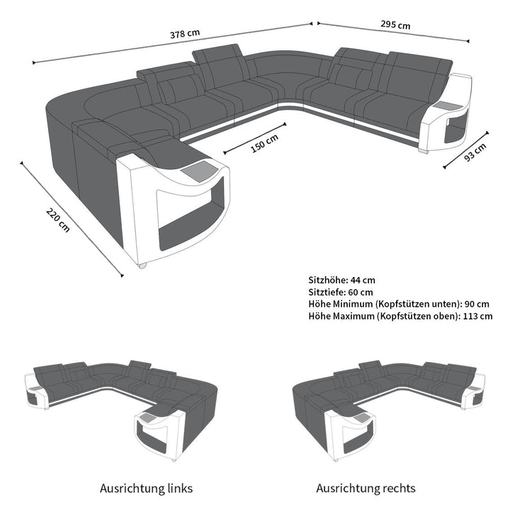 Abmessungen Sofa Genua U Form