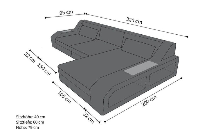 Abmessungen Rattansofa Matera L Form