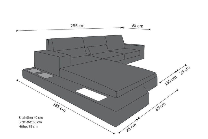 Abmessungen Rattansofa Messana L Form