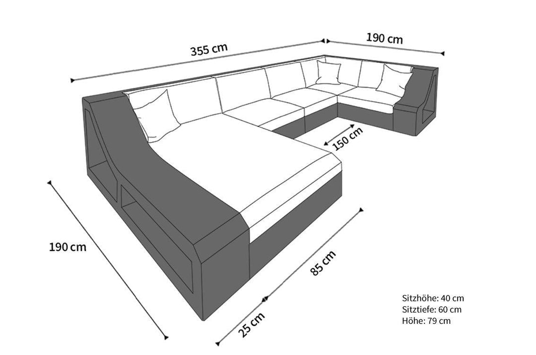 Abmessungen Poly Rattan Sofa Turino U Form