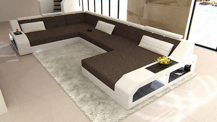 Design Polster Wohnlandschaft Matera XXL in graubraun - Hugo16 Strukturstoff