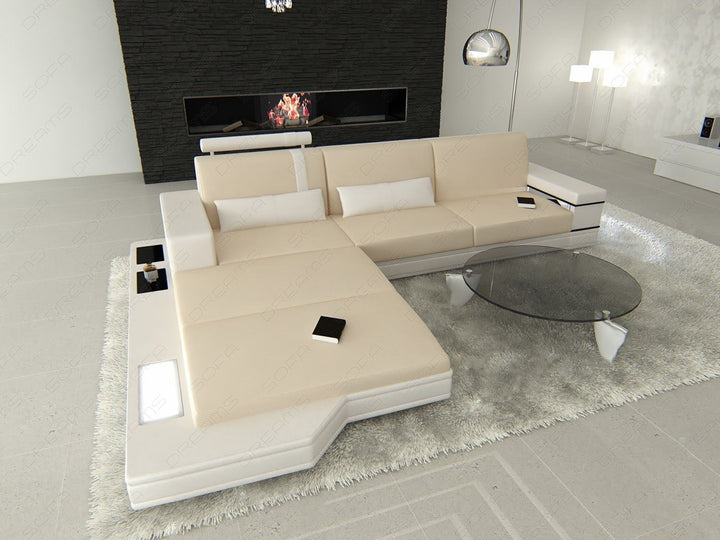 New Look Stoffsofa Messana L Form in elfenbein Mineva 1