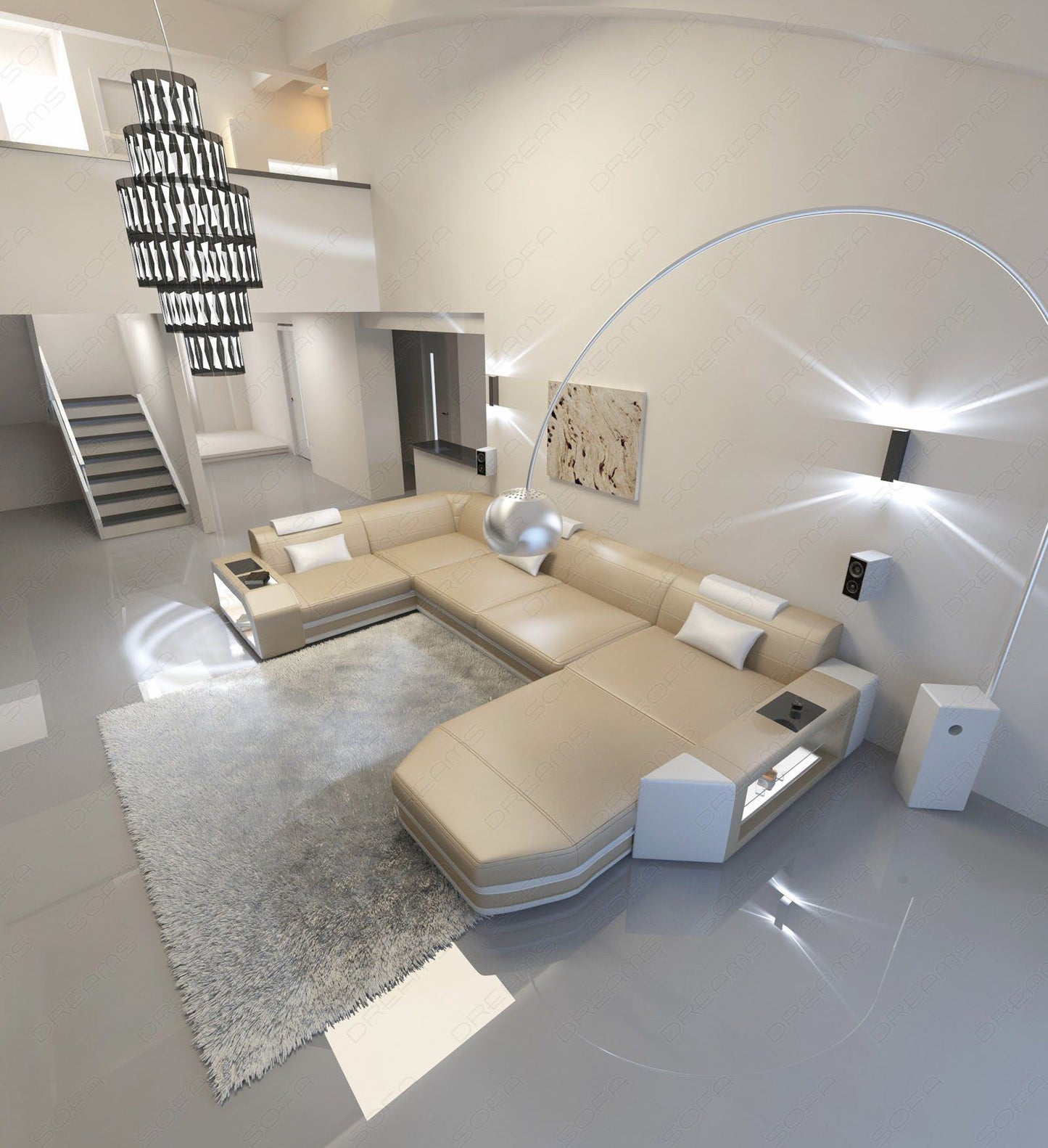Presto Sectional As A U Shape With Light