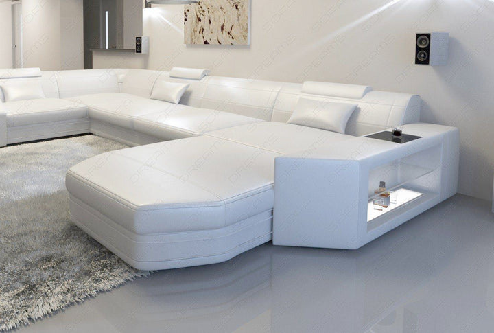 XXL Ledersofa Prato als Mini Version in weiss